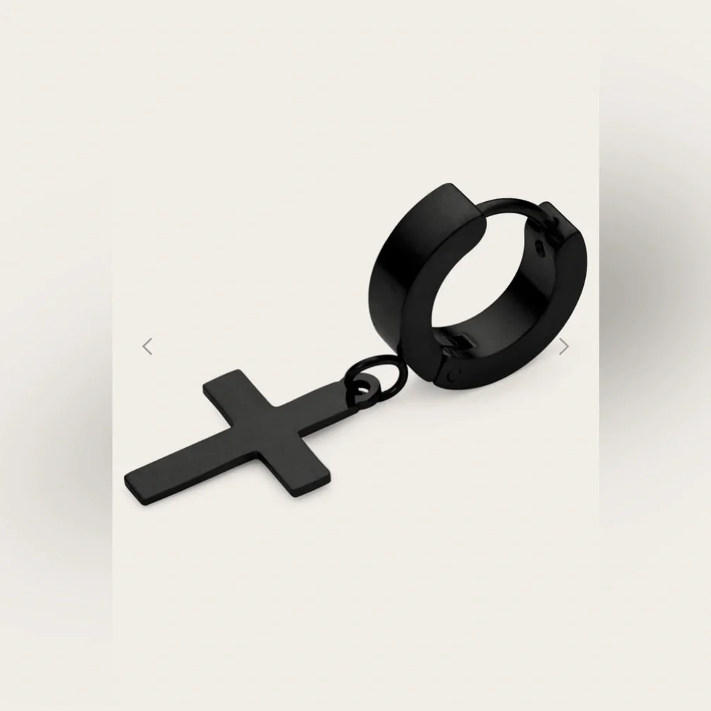 Black Cross Dangle Earring